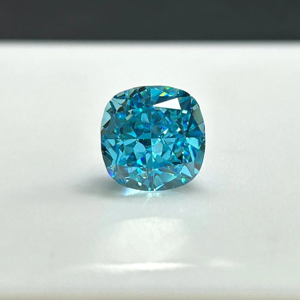 GEMS New Products Hand Make CZ Diamond 8 Carat Octagon Iced Crushed Cut Cubic  Obese square-shaped sea blue Zirconia Gemstone