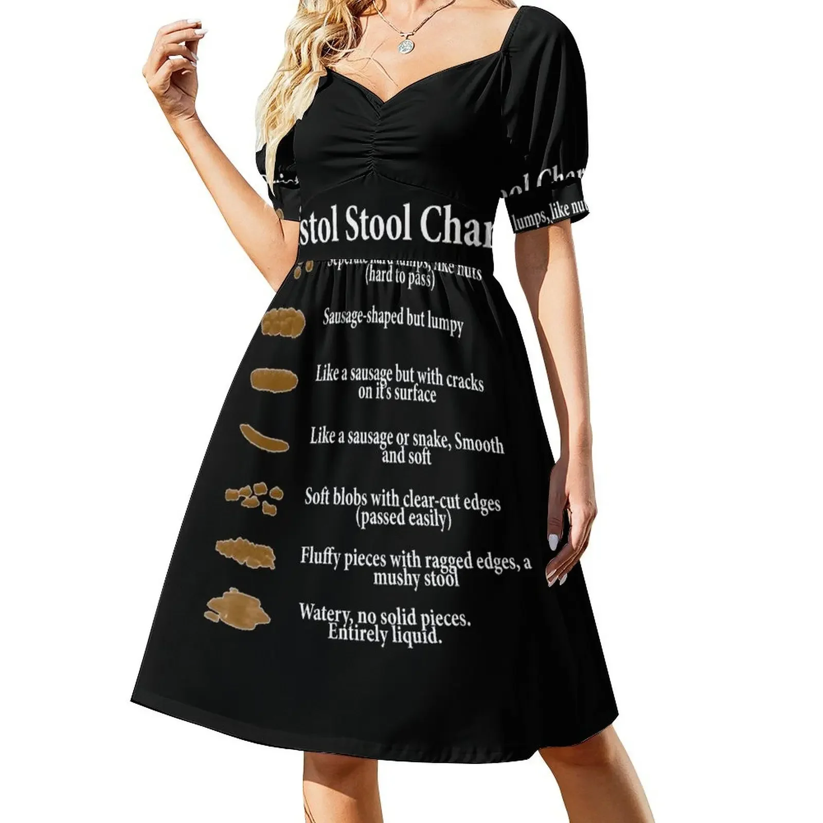 Bristol Stool Chart in White Writing Black Background Sleeveless Dress Aesthetic clothing Women's dress Dress