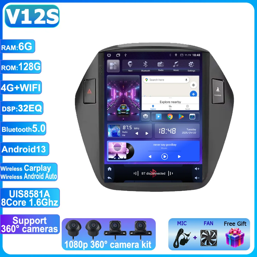 2Din dvd geen dvd Android 14 Auto Multimedia Speler Voor Hyundai Tucson 2 LM IX35 2009-2015 Tesla Stijl radio 4G Wifi Navi Carplay