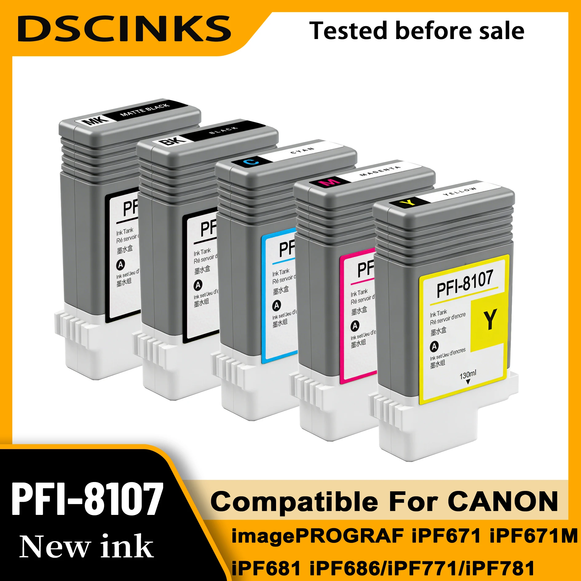

130ML PFI-8107 Ink cartridge for Canon imagePROGRAF iPF671 iPF671M iPF681 iPF686 iPF771 iPF781 iPF786 printer