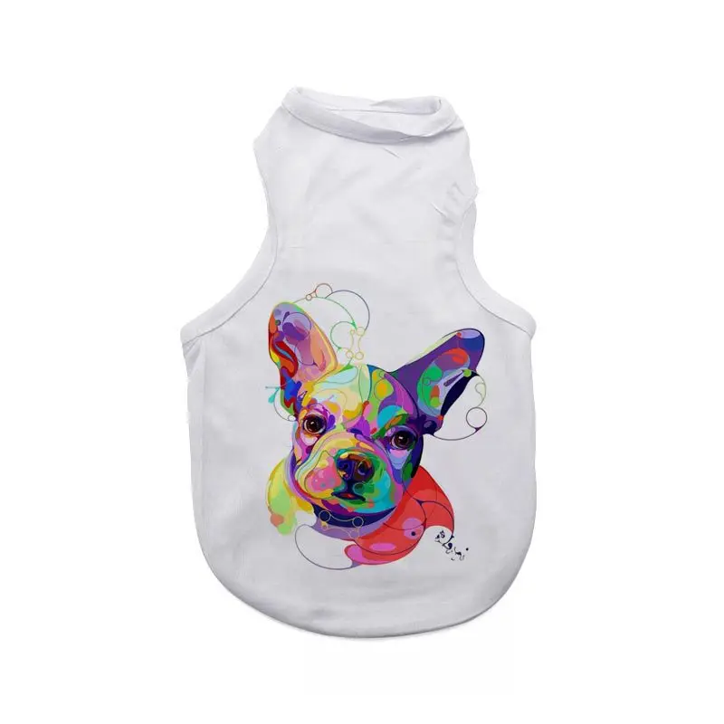 New Arrival Sublimation Blank White Polyester Puppy Dog Vest T- Shirt Casual Pet Clothes for Heat Press Printable Custom Logo