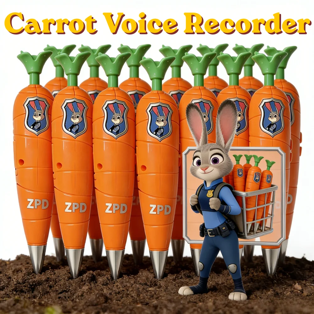 

Wholesale 10pcs/20pcs/30pcs Zootopia 2 Carrot Recorder Pen Judy Cosplay Props, Kids Stationery 60s Mini Recording 2-in-1 Gel Pen