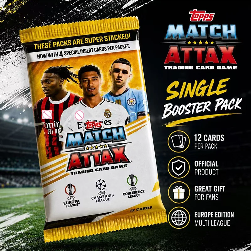 Topps Match Attax UEFA Champions League 2024-25 Single Booster Pack 12 Cards Sealed Football Trading Cards