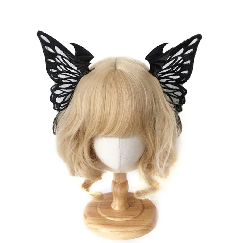 Anime Kawaii Lolita Black Hair Clip Bat Wing cosplay Clip Devil Wing Ha-ir Clip Goth Barrettes Lolit H-air Barrettes Headwear