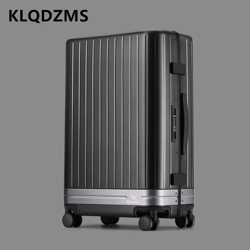 KLQDZMS Men's Luggage Travel Bag Aluminum Frame Boarding Case ABS+PC Trolley Case Women's 20“24”26 Inch with Wheel Suitcase