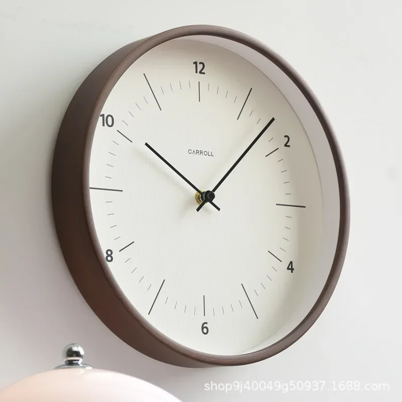 10/12Inch Wall Clock Living Room Wooden Wall Clock Home Light Luxury Wooden Minimalist Nordic Silent Sweep Second Wall Clocks