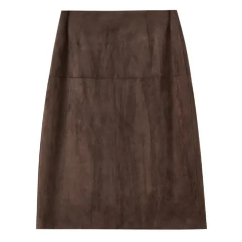 SENTUBILA Women's Suede Skirts 2025 Autumn Solid Back Slit Straight Skirt Short Skirt Fashion Design Female Clothing 153QF3059