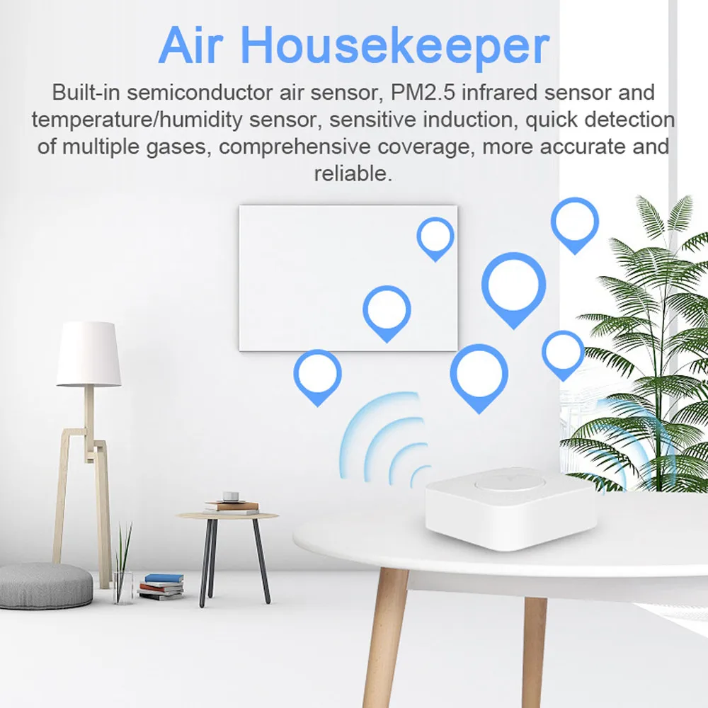 Tuya WiFi Smart Air Box Detector Air Quality Monitor Air Housekeeper PM2.5/Formaldehyde/VOC/CO2/Temperature/Humidity Detector