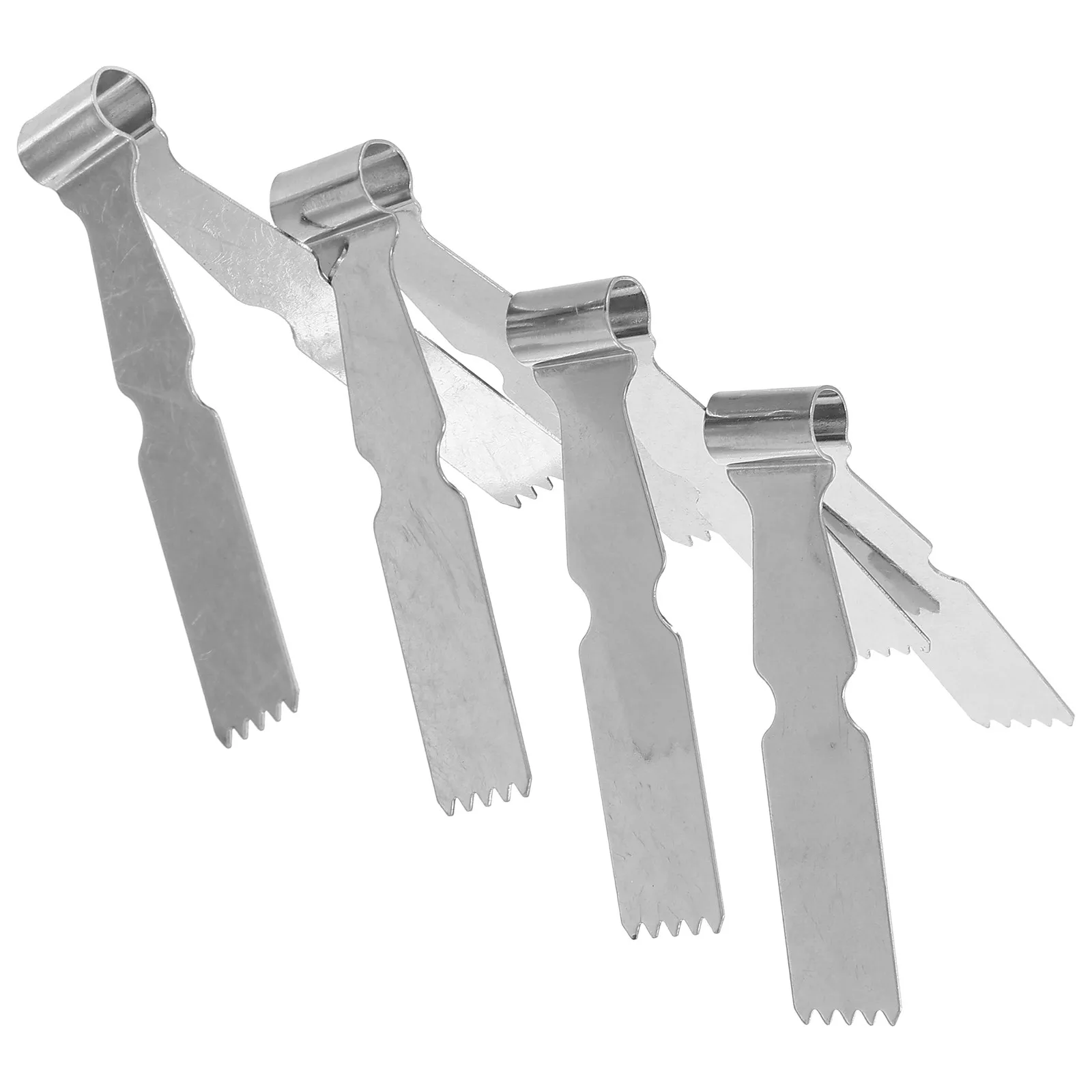 4Pcs Walnut Crisp Food Tong Stainless Steel Reusable Food Serving Tongs Portable Non-Slip Kitchen Tools for Buffet Salad Bread