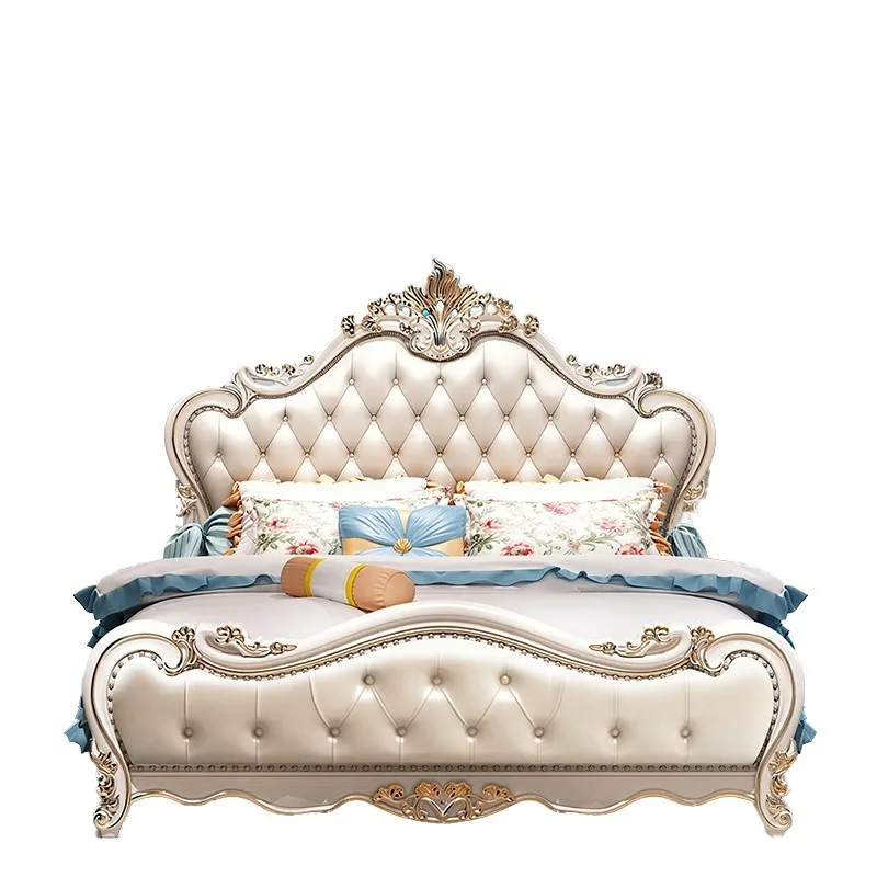 Modern Luxury White Optional Size Bed with Storage Box and Wooden Frame for Master Bedroom