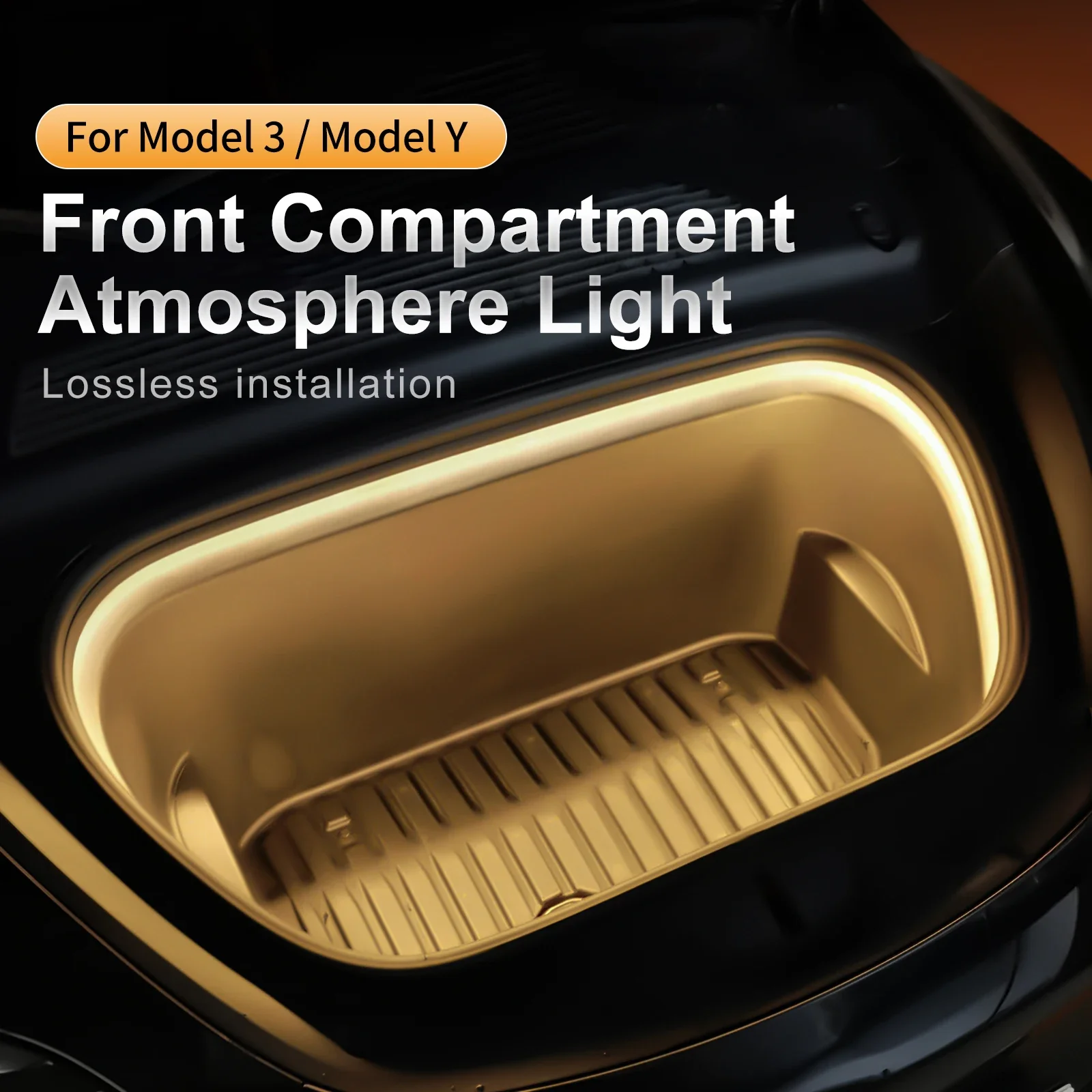

RGB LED Front Trunk Hood Light for Tesla Model 3 Interior Decorative Strip Ambient Car Modification Accessories Universal Fit
