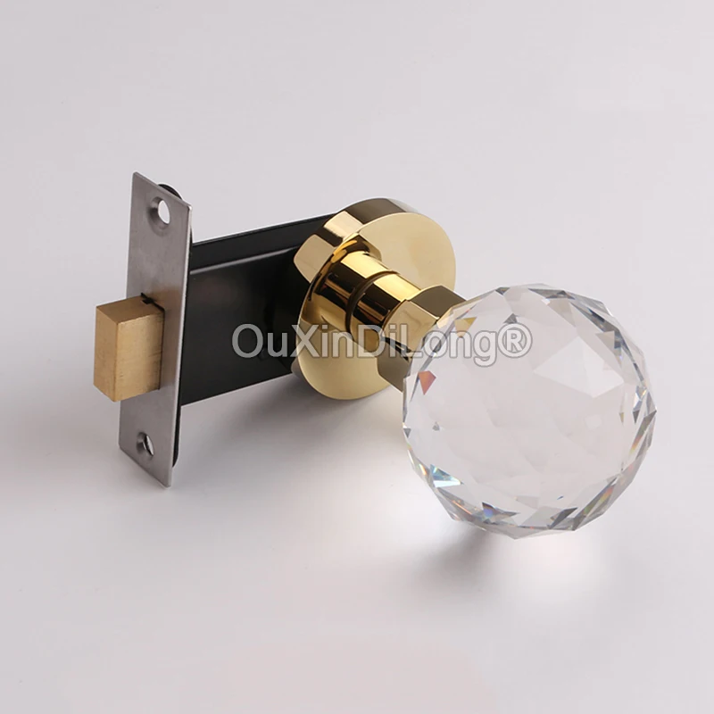 

1PCS European Octagon Crystal Door Locks Background Wall Invisible Hidden Door Knobs Interior Passage Door Handles Lock Keyless