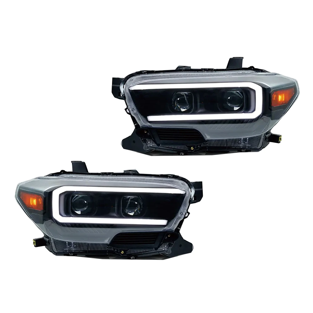 1 Pair Two Eyes Lens Headlights For Toyota Tacoma 2016-2022 Modified Headlight With Sequential Turning Signal Headlamp