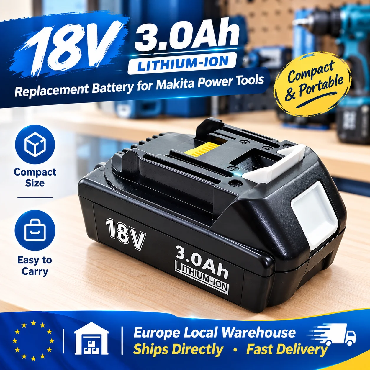 2026 Nuova batteria ricaricabile agli ioni di litio BL1860 18V 3000mAh aggiornata, compatibile con BL1840 BL1850 BL1830 BL1860B LXT 400. Spedizione da magazzino locale nell'UE, consegna ultra-rapida