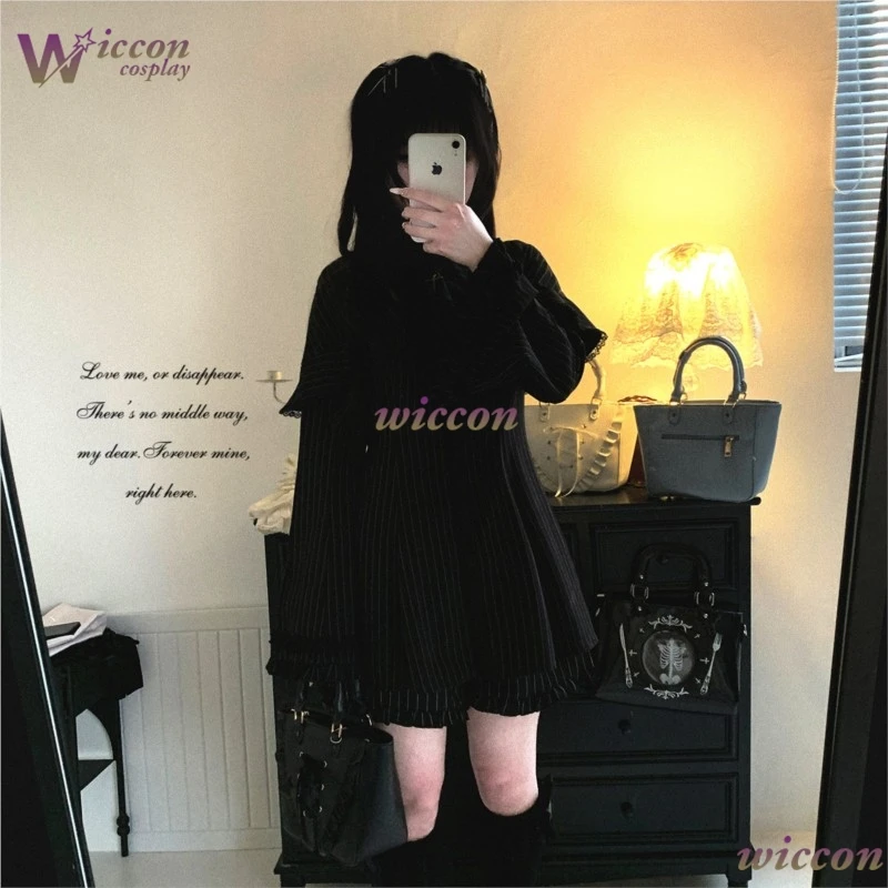 Cos Room Original Jirai kei Dress Style Faux Two-Piece Dress Dark Gothic Cosplay Costume Set Halloween Outfit Gothic Women Suit - view 3