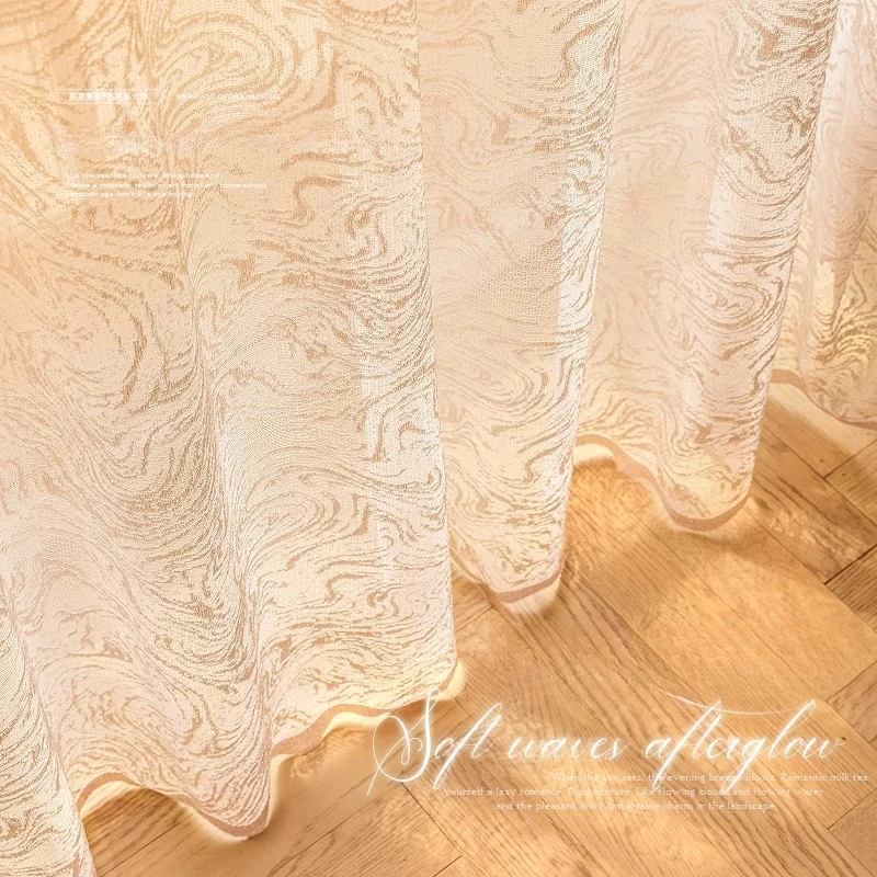 

French Retro Embroidered Beige White Tulle Sheer Curtains for Living Room Bedroom Dining Lace Window Screen Custom Size Luxury