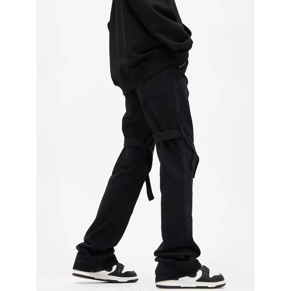 Haute qualité femmes mode jean américain haute rue mode printemps jean noir jambe mince Pantalon décontracté coréen Pantalon Femme