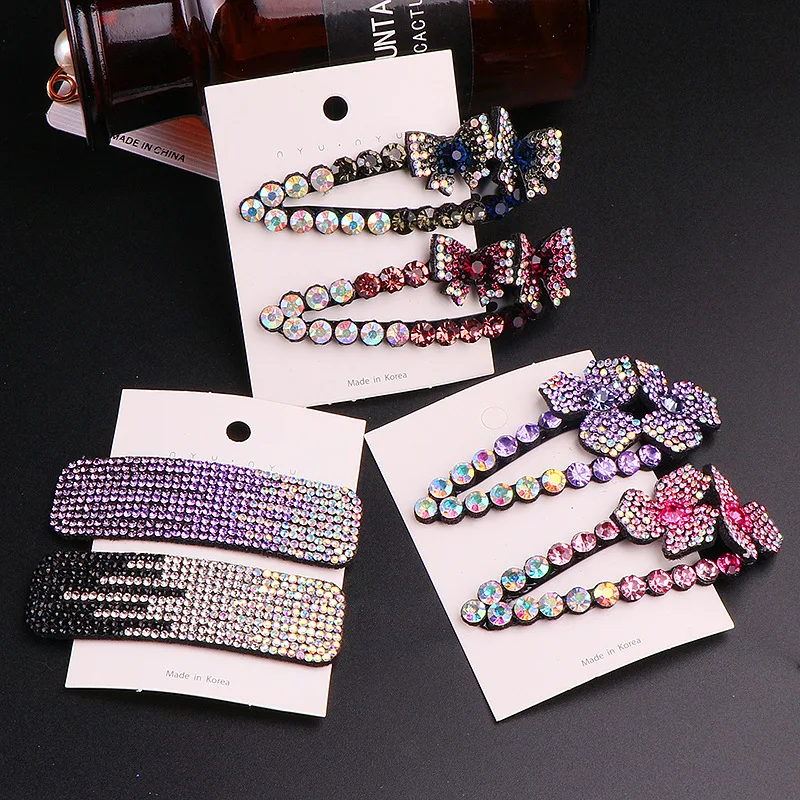 

2022 New Fashion Hot Sale Wild Luxurious Rhinestone Bangs BB Clip Hairpin Barrettes for Women Girl Hair Accessories Headwear