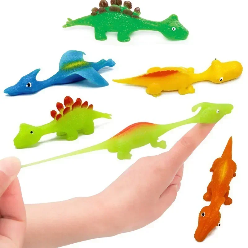 Hot Creative Dinosaur Finger Toys Kids Funny Cartoon Animals Anxiety Stress Relief Shooting Playing Toy Slingshot Catapult Game