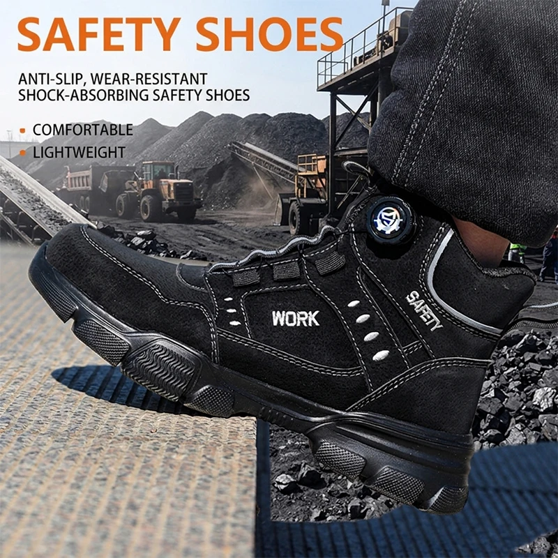 Knopfverschluss-Sicherheitsschuhe, stoß- und durchtrittsichere Schutzschuhe, Arbeitsschuhe für Holzarbeiter und Bauarbeiter – Detail 12