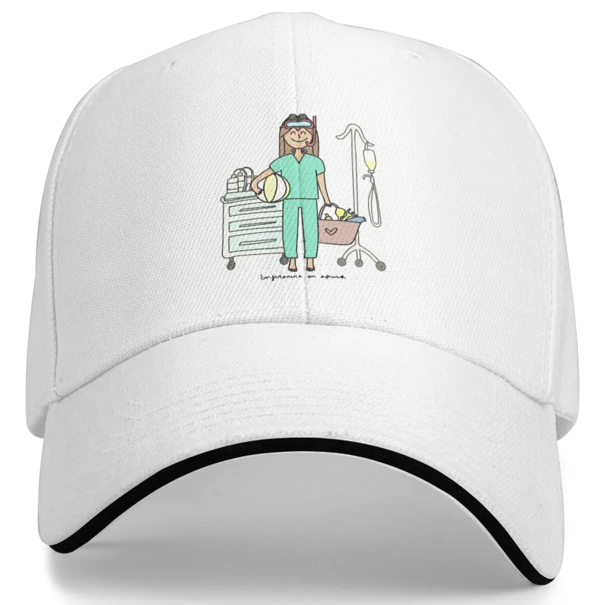 

Enfermera En Apuros Cartoon Nurse Outfit Baseball Cap Fun Hospital Doctor Nurse Trucker Hat Fashion Wear Adjustable Snapback Cap