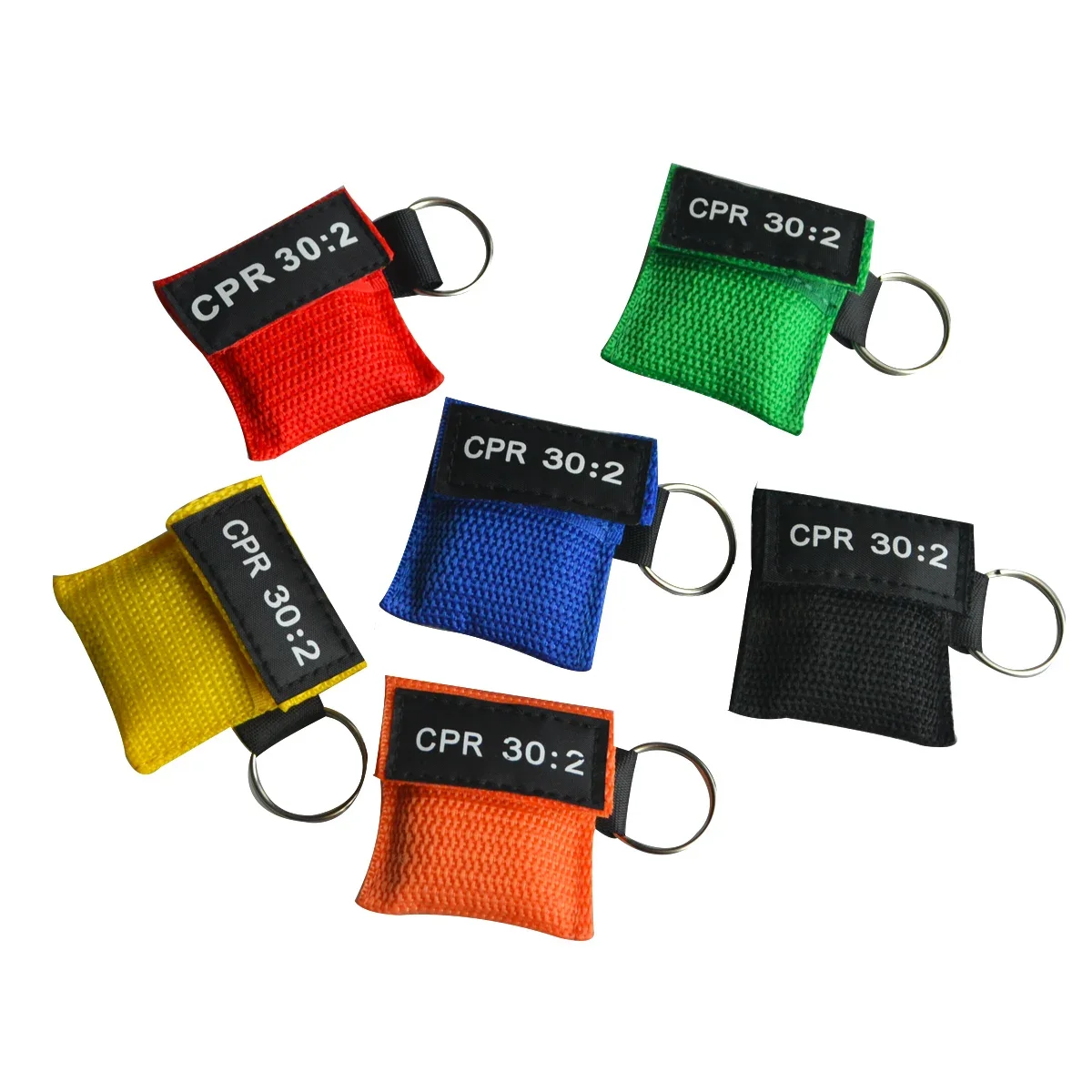 50 pcs Random 6 Color CPR 30:2 Resuscitator Mask Heart Recovery Emergency First Aid Rescue Mask With Keychain Portable