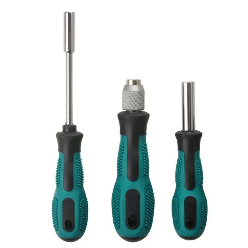 1 Set 3-teiliger Schraubendrehergriff, rutschfester Griff, feste Verlängerung, 1/4 Zoll Sechskantschaft, selbstsichernder Schraubendreher-Bithalter, Handreparaturwerkzeug