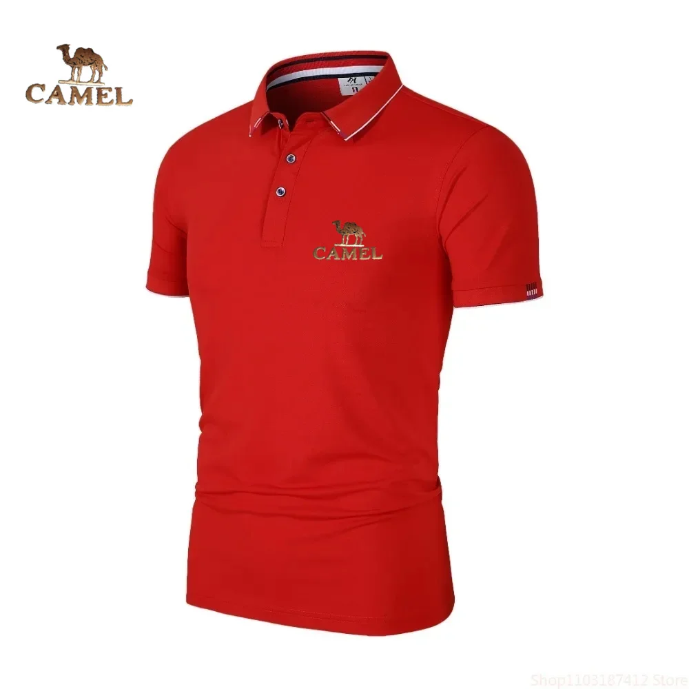 Camel Gold Label Slim Fit Breathable Daily Work Men's Polo Shirt Fashion Casual Lapel Button Summer Comfortable T-Shirt S-4XL