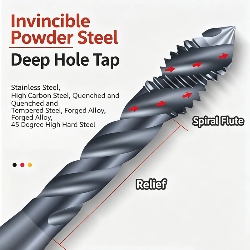 Deutscher Import: Spezieller Spiralstift-Gewindebohrer aus Edelstahl für Pulvermaschinen, Kobaltgefüllt, P20, hohe Härte, gehärtet – Detail 2