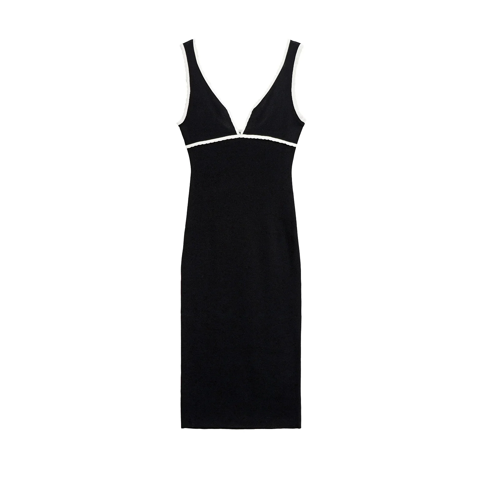 2023 frühling Sommer Neue Mode Chic Frauen Stricken Cami Midi Kleid Ärmellose Casual Stil mit Patchwork für Party 5584211