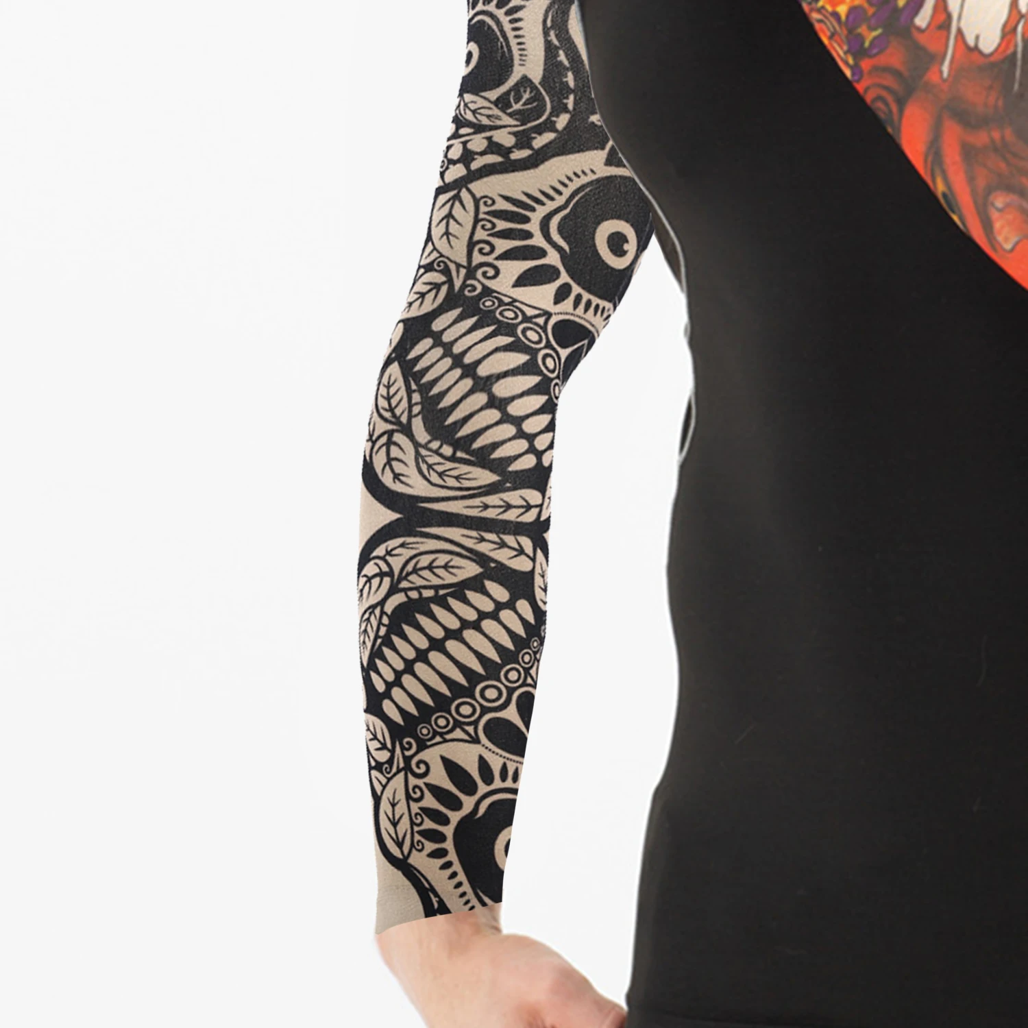 Stretch Nylon Sleeves, Halloween Tattoo Props, UV Sombrinha Braço Mangas, Proteção contra Gelo, Arrefecimento, Esportes ao ar livre, Equitação, 1Pc