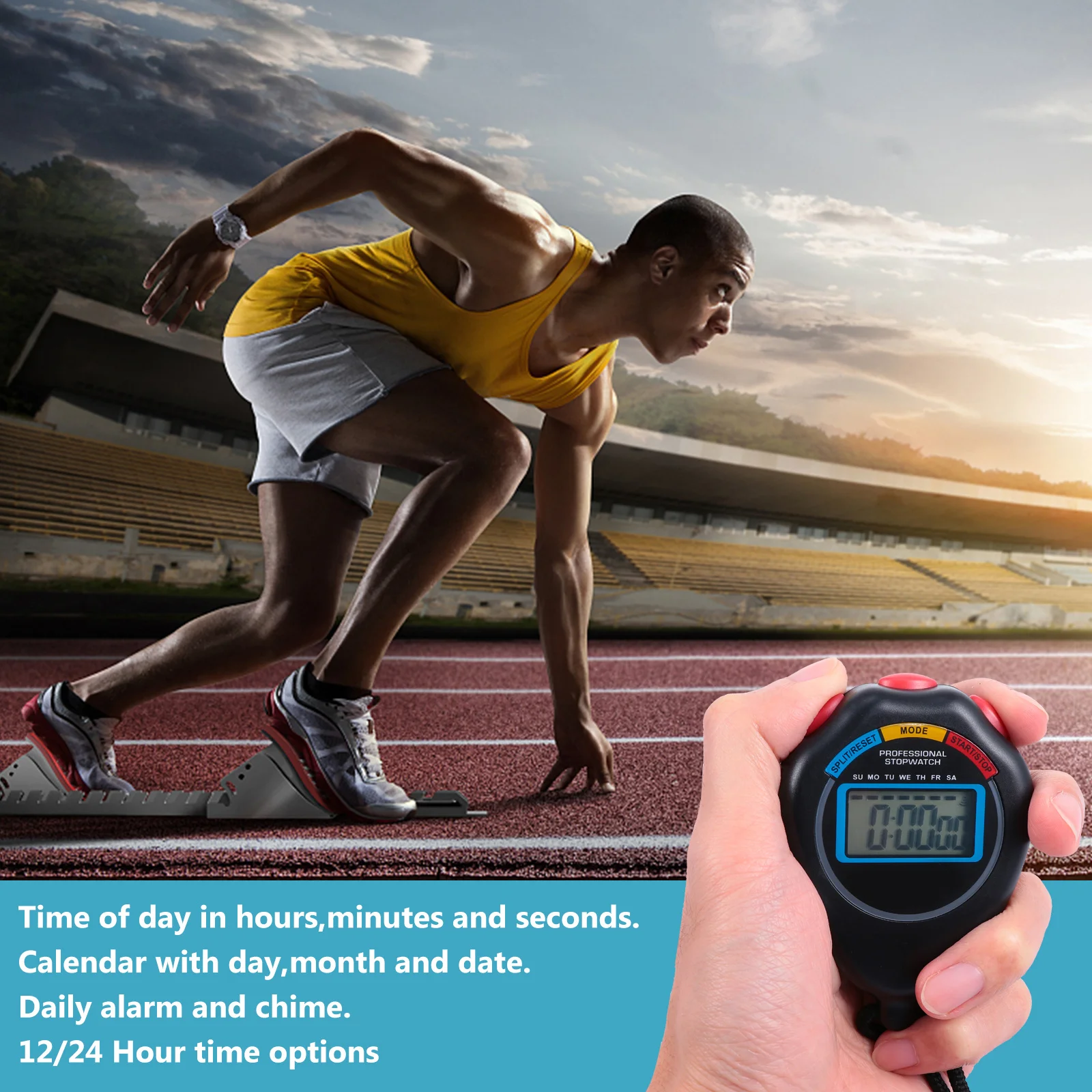 

3Pcs Lightweight Professional Timer Easy to Use for Swimming Horse Racing Games Match Stopwatch Professional Timer