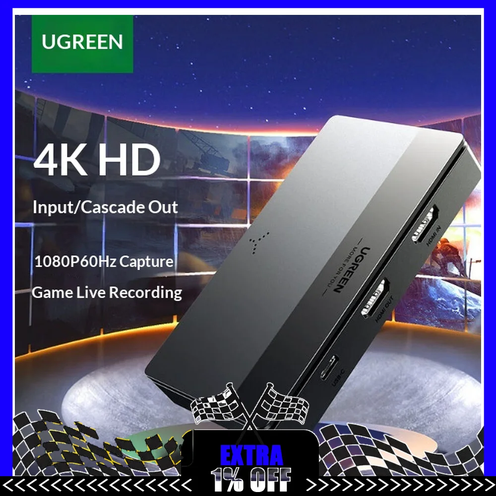 UGREEN CM630 15390 4K 60Hz HDMI Video Capture Card 1080P 60fps USB C Recording Loop Out with Mic Headset