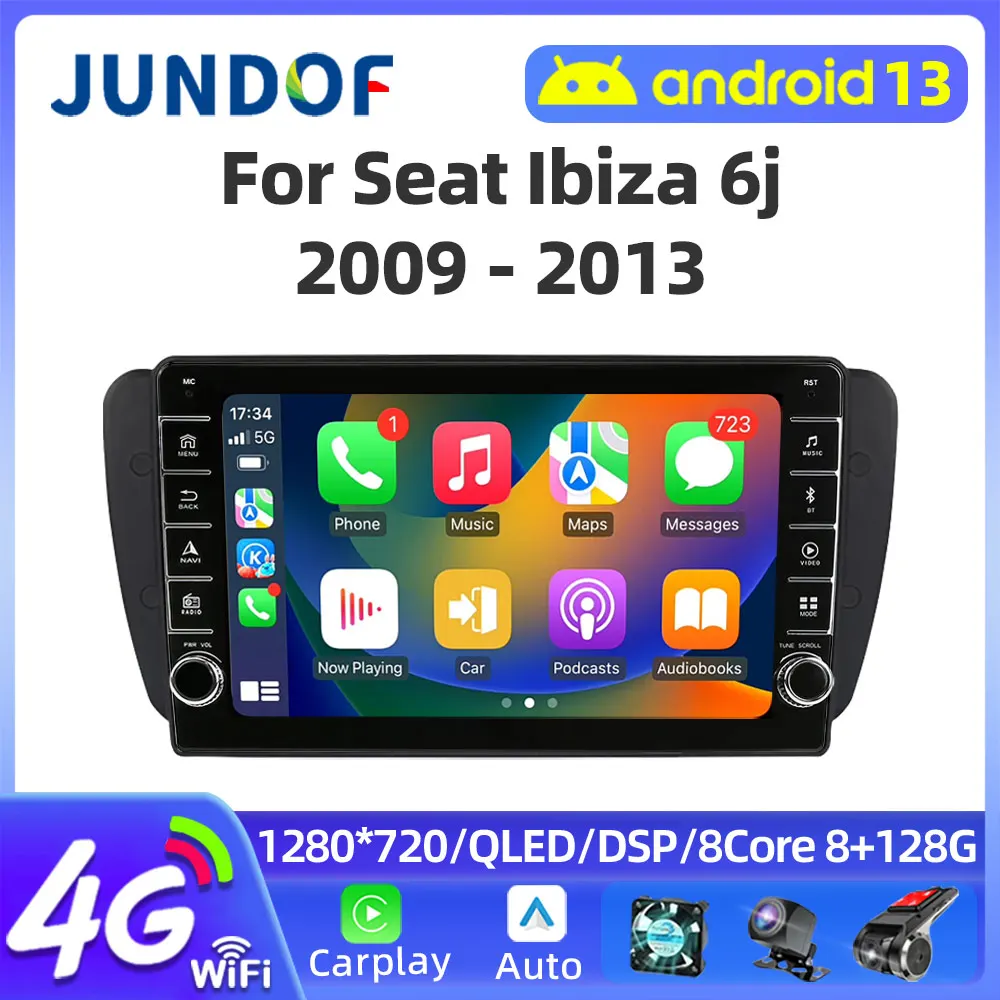 

Jundof Carplay Android 13 Radio for Seat Ibiza 6j 2009-2013 2010 AI Voice 4G Car Multimedia Player Navigation GPS 2din autoradio