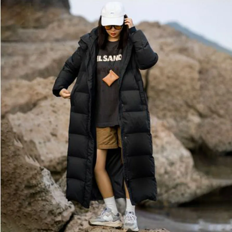 باركر شتاء دافئ مقنعين مزاجه فضفاض المرأة أسفل سترة 2025 جديد عالي الجودة سميكة أوزة أسفل المرأة أسفل سترة H487