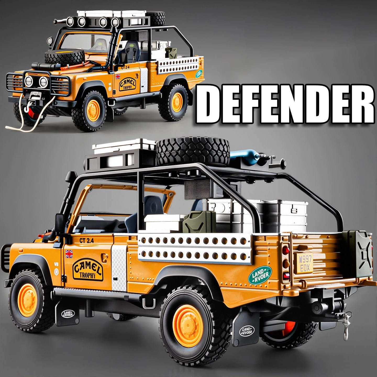 

1:24 Scale Land Rover Defender 110 Toy Off-road Car Models Metal Diecast Doors Opened Shock Absorption Home Ornament Vehicles