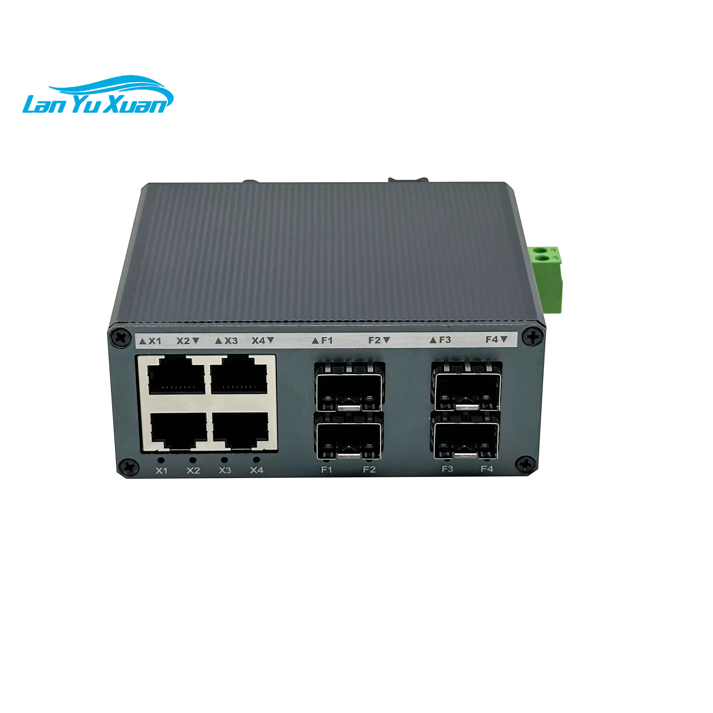 Compact Mini Industrial 4 Port Ethernet Switch 10/100Mbps 4 RJ45 Ports + 4 X 155M SFP Module Port Hot-Swappable & Wide Voltage