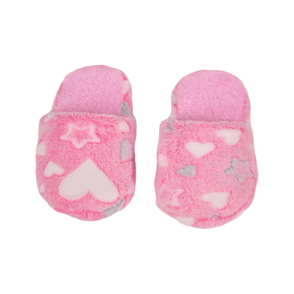 Casual Heart Plush Warm Slippers Dots Thickened Home Slippers Non-Slip Star Quiet Plush Flat Sandals Autumn Winter