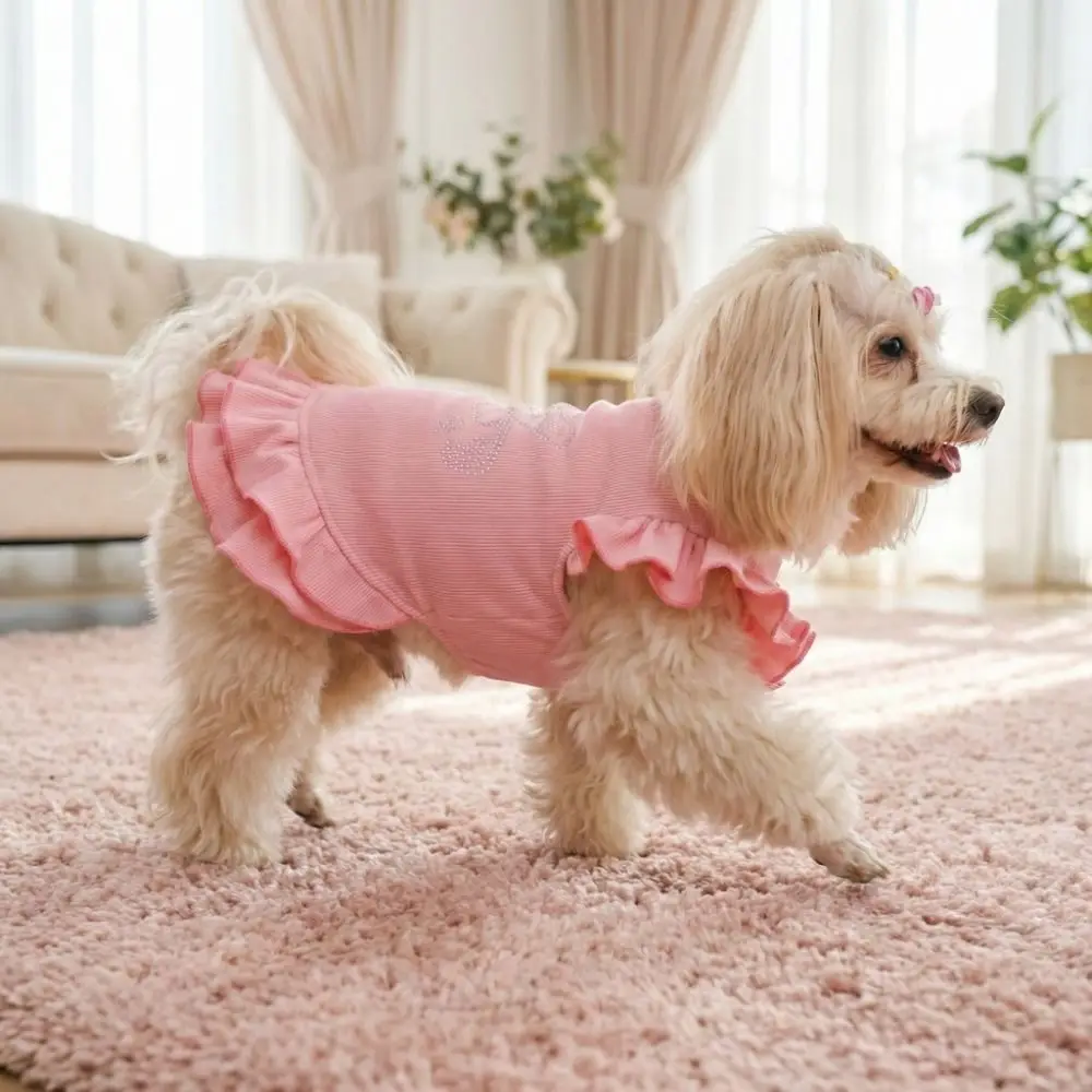 

Lotus Leaf Edge Pet Base Dress Soft Comfortable Lover Pattern Dog Skirt Shirts Solid Color Pet Princess Dresses