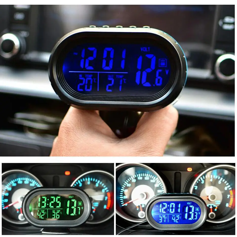 LED Digital Car Clock Thermometer Voltmeter Voltage Luminous Electronic car Clock watch Auto electronic interior accessories