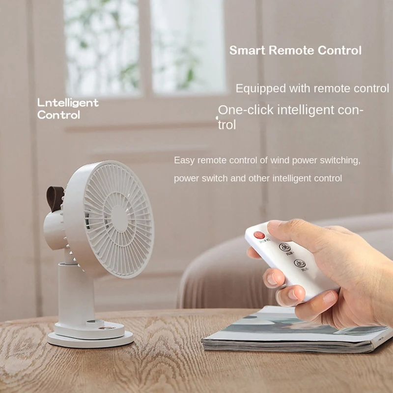 Desktop Small Fan Portable Charging Clip Type Shaking Head Electric Fan With Remote Control -Black
