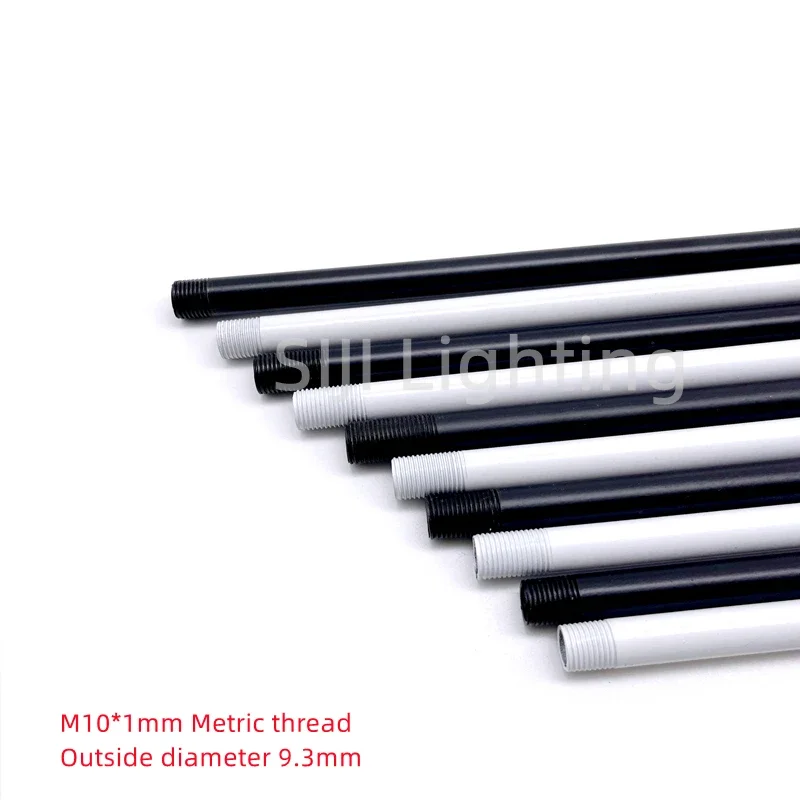 M10 Lamp Tooth Tube M10 thread Connecting Pipe Hollow Rod Black Straight Iron Pipe White Metric Teeth Tube for LED Lamp Lights