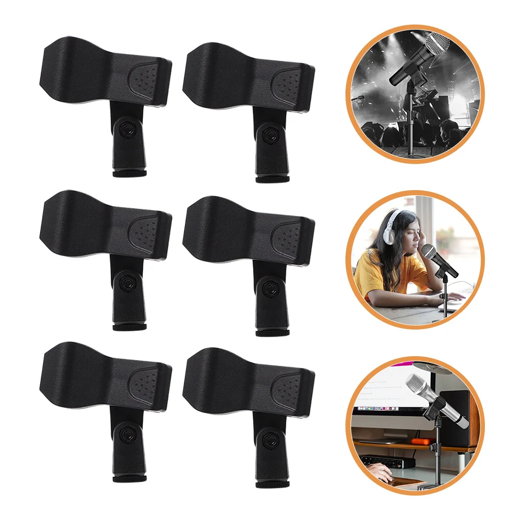6Pcs Microphone Clip Holder Universal Durable Practical Mic Clamp Compatible with Most Dynamic Vocal Wireless Microphones