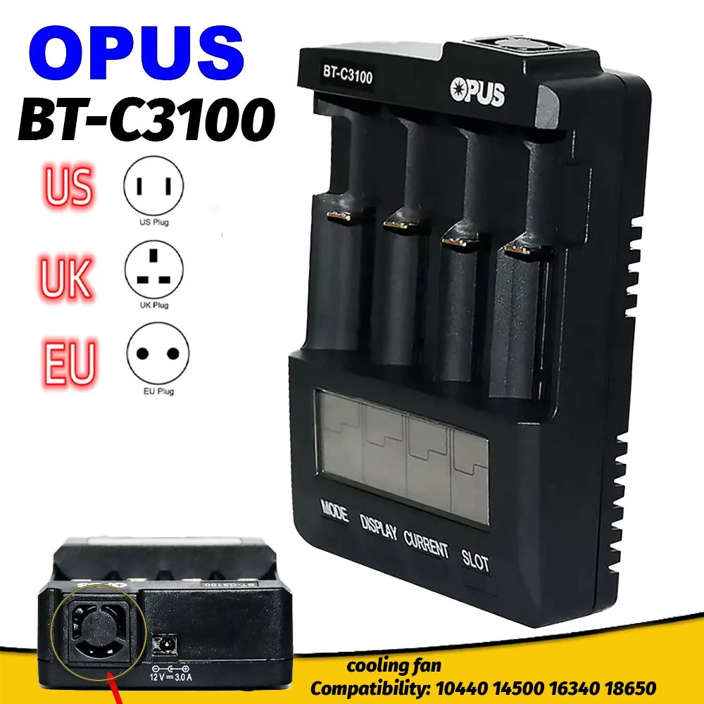 

BT-C3100 V2.2 Chargers Display Screen 4-Slot Recharge Devices Short-circuit Protection Equipment for Li-ion Ni-Cd Ni-MH