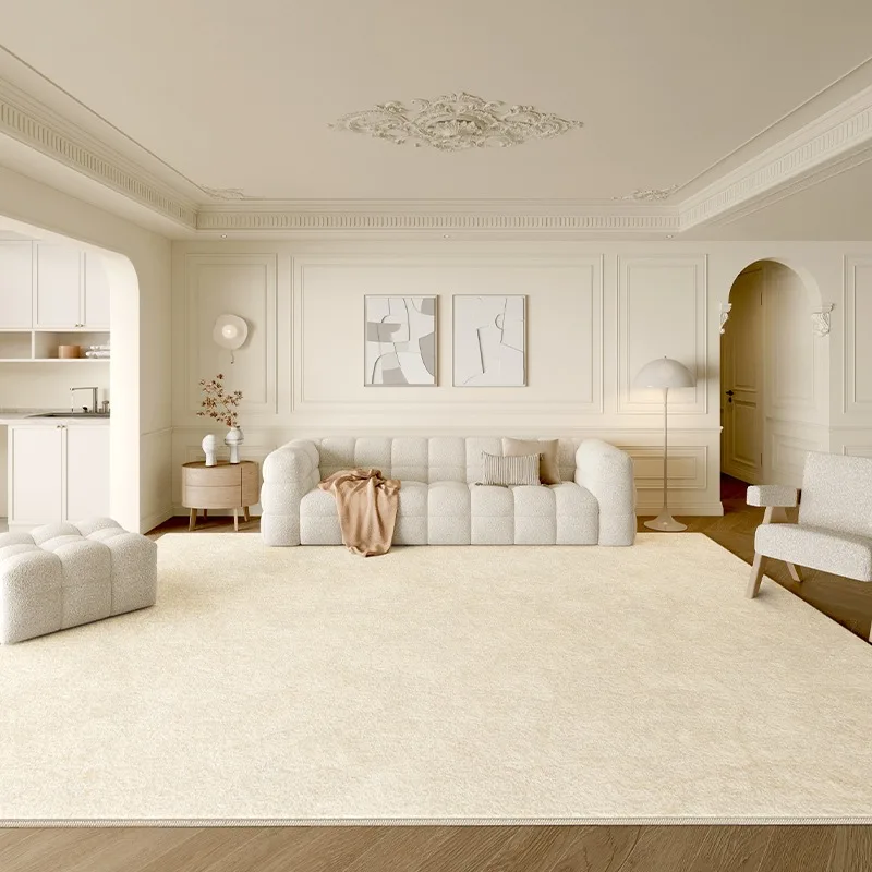 

Minimalist Cream Striped Carpet Luxury Beige Decorative Living Room Carpets Artistic Creative Bedroom Rugs Comfortable Soft Rug