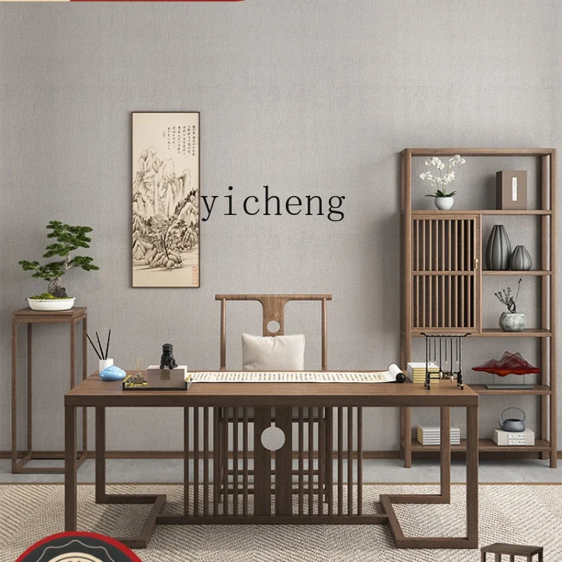 New Chinese Style Solid Wood Desk Home Office Computer Writing Calligraphy Painting Table Furniture Suit Combination