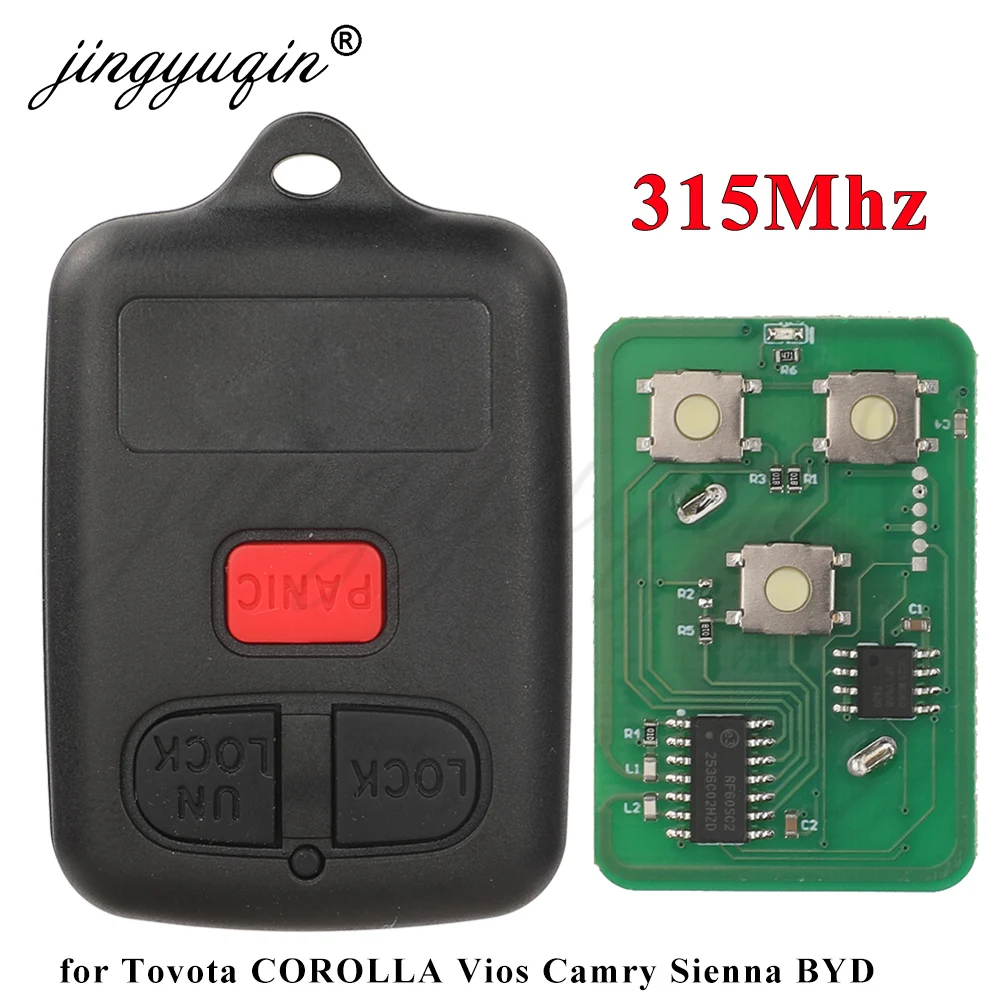 jingyuqin 2+1Panic 3 Buttons Remote Car Key for Tovota COROLLA Vios Camry Sienna BYD Remote Transmitter Auto Key Fob GQ43VT7T