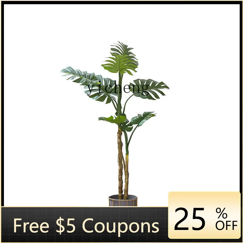 

YFY Artificial Monstera Plant Large Floor Potted Plant Simple Indoor Decoration Fake Green Plant