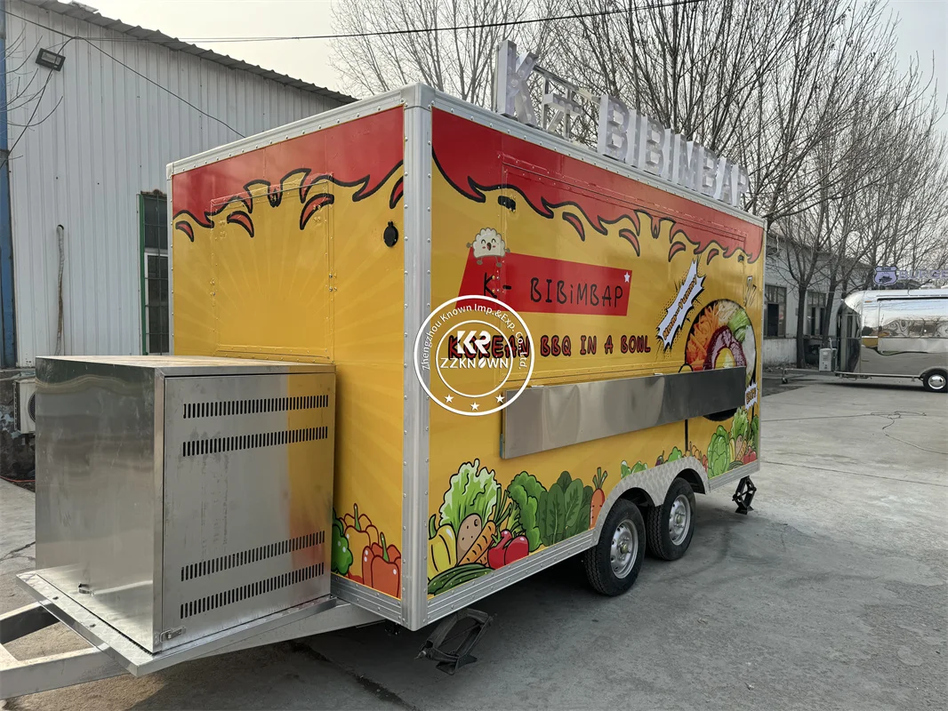 Mobile Fast Food Cart Truck Fully Equipped  BBQ Food Trailers Pizza Cart With Full Kitchen Equipment Full Logo Customized