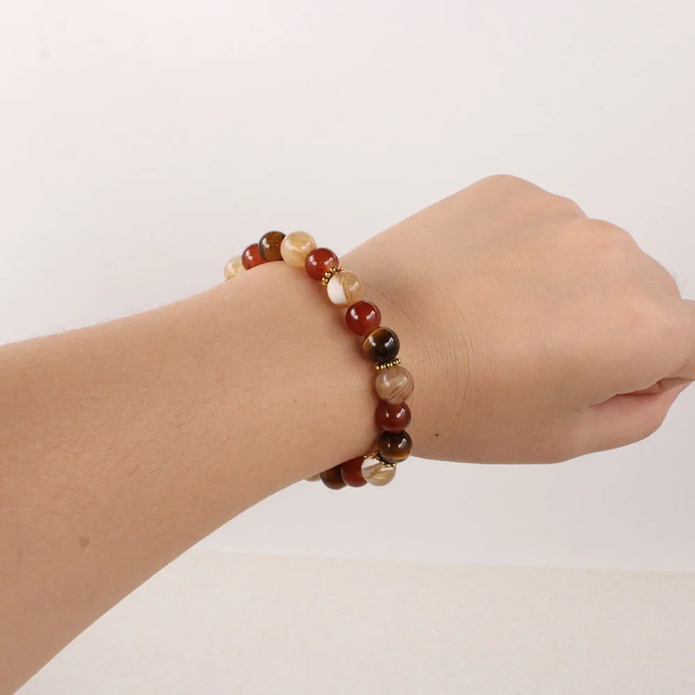 أساور الحجر للنساء حجر عين النمر العقيق الأحمر سيترين سوار للنساء نوفمبر جوهرة الميلاد مجوهرات فنغشوي الموسيقى #4